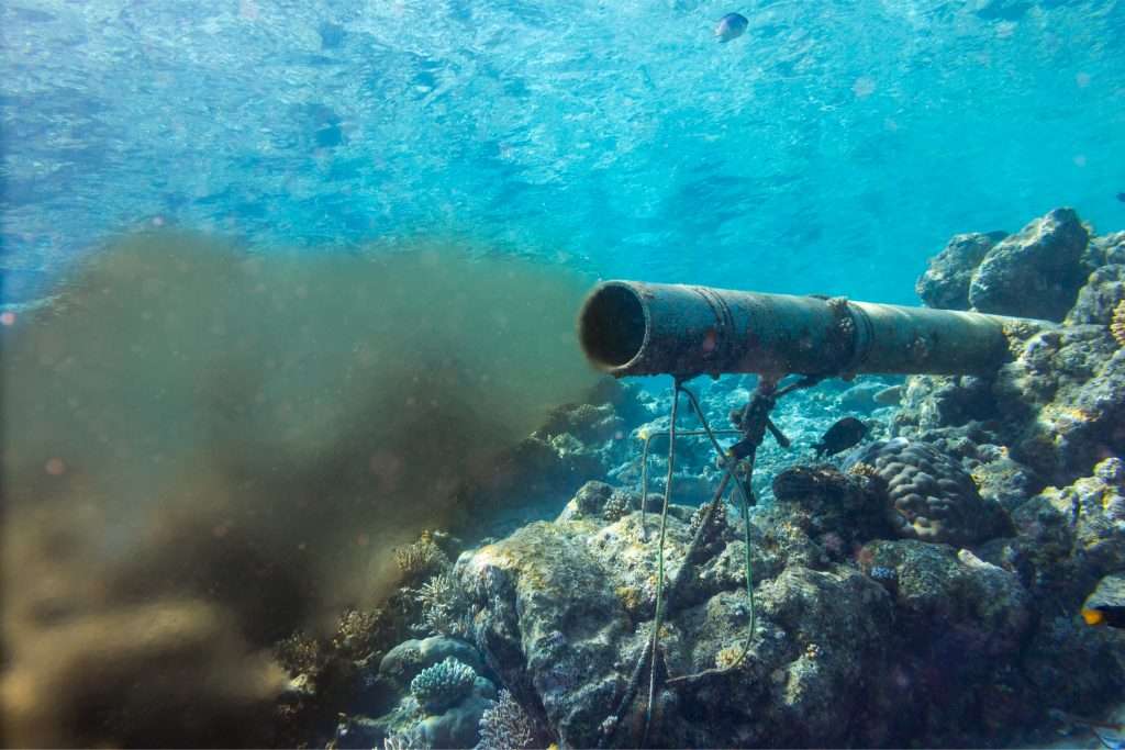 underwater sewage pipe going into the ocean